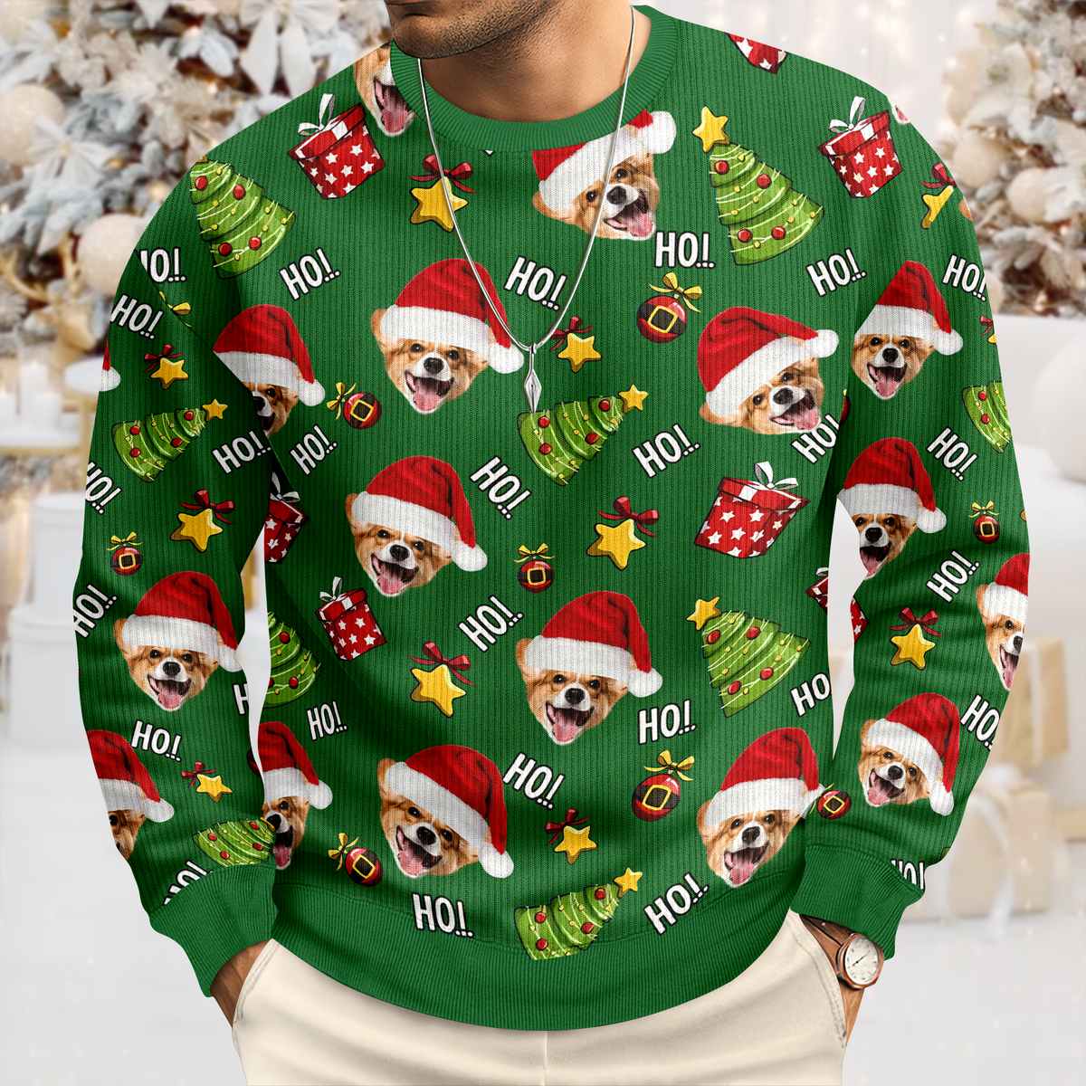 Custom Pet Photo Ho Ho Ho Ugly Sweater Funny Christmas Gift For Pet Lovers CH07 899298