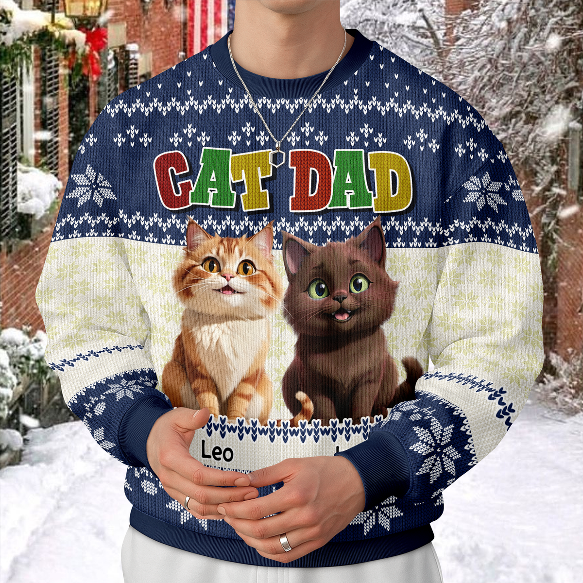 Cat Mom Cat Dad Funny Cat Personalized Ugly Sweater For Cat Lovers LM32 895971