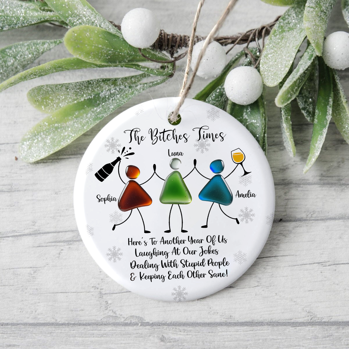 Custom Photo The B*tches Times Friendship Sea Christmas Ceramic Ornament HO82 900180