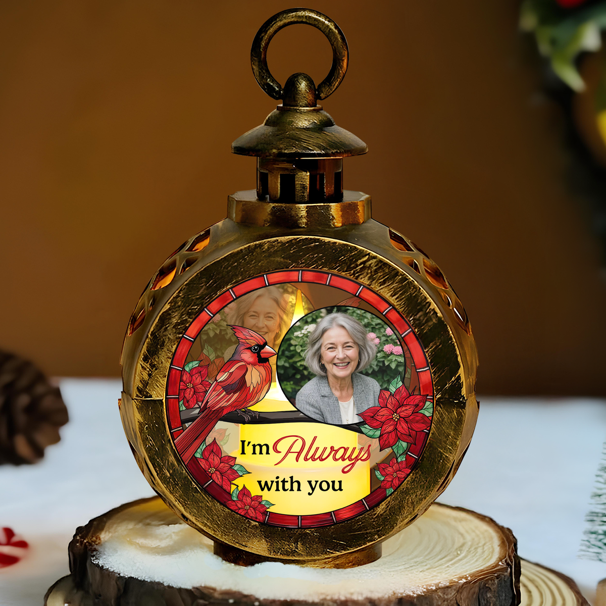 Custom Photo I'm Always With You Candlelight Lantern Ornament HO82 900178