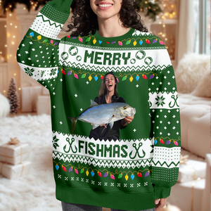 Custom Photo Merry Fishmas Ugly Sweater For Fishing Lovers HO82 900424