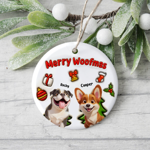 Personalized Merry Woofmas 3D Inflated Effect Ceramic Ornament For Dog Lover TH10 896525