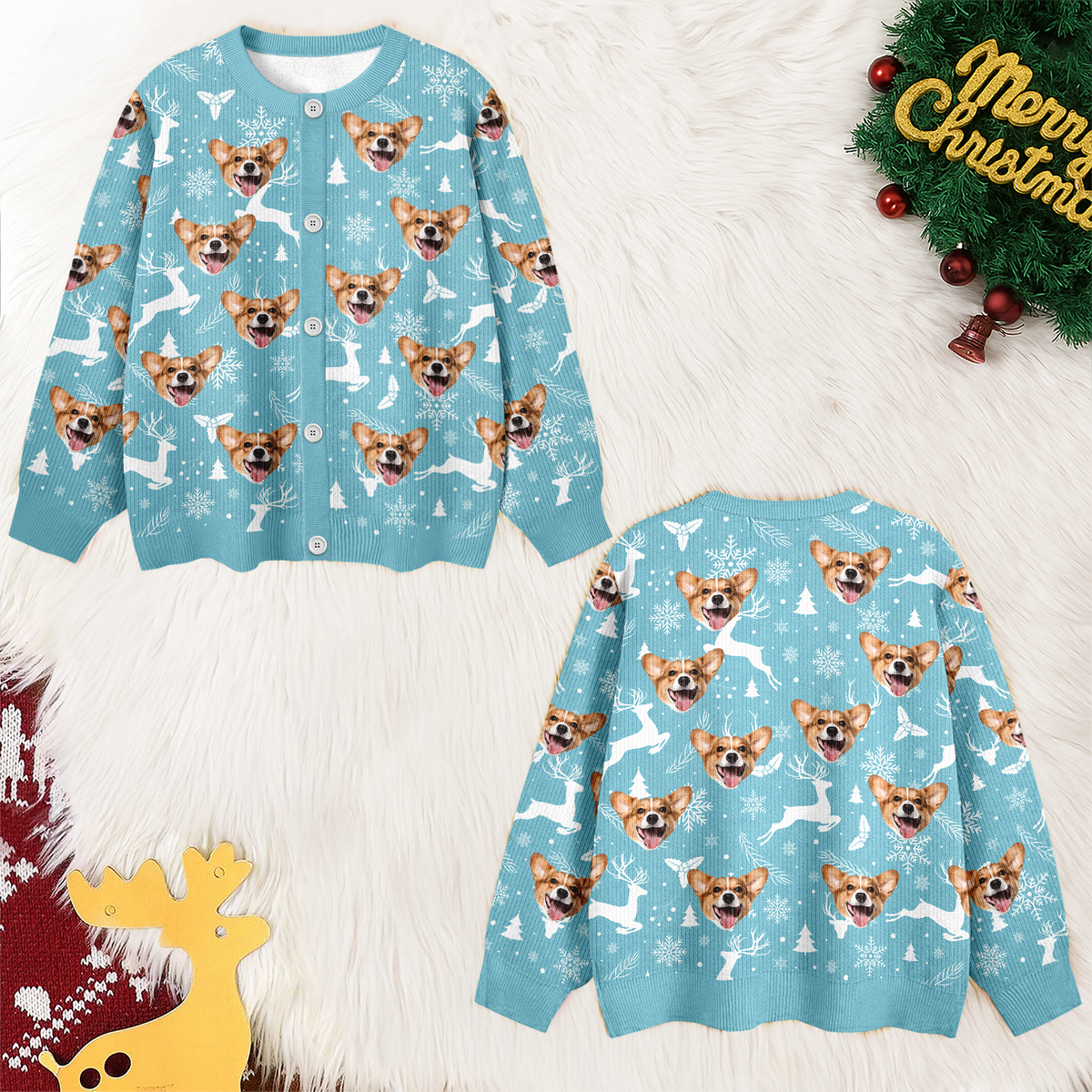 Custom Photo Christmas Ugly Cardigan For Dog Lover TH10 896577