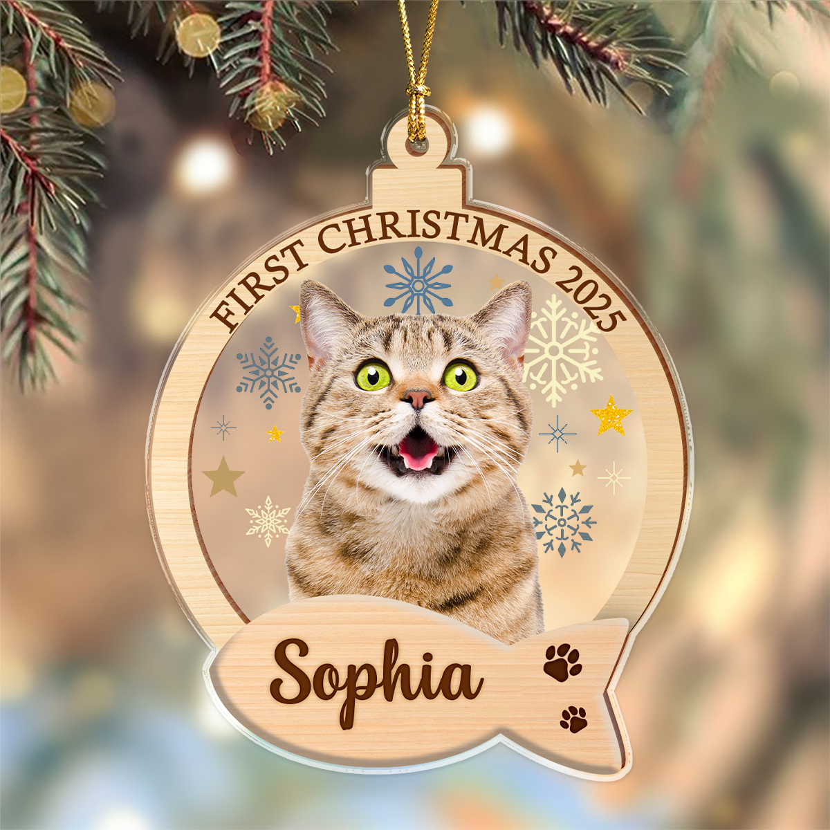 Custom Photo Cat First Christmas Wood And Acrylic Ornament HA75 897838
