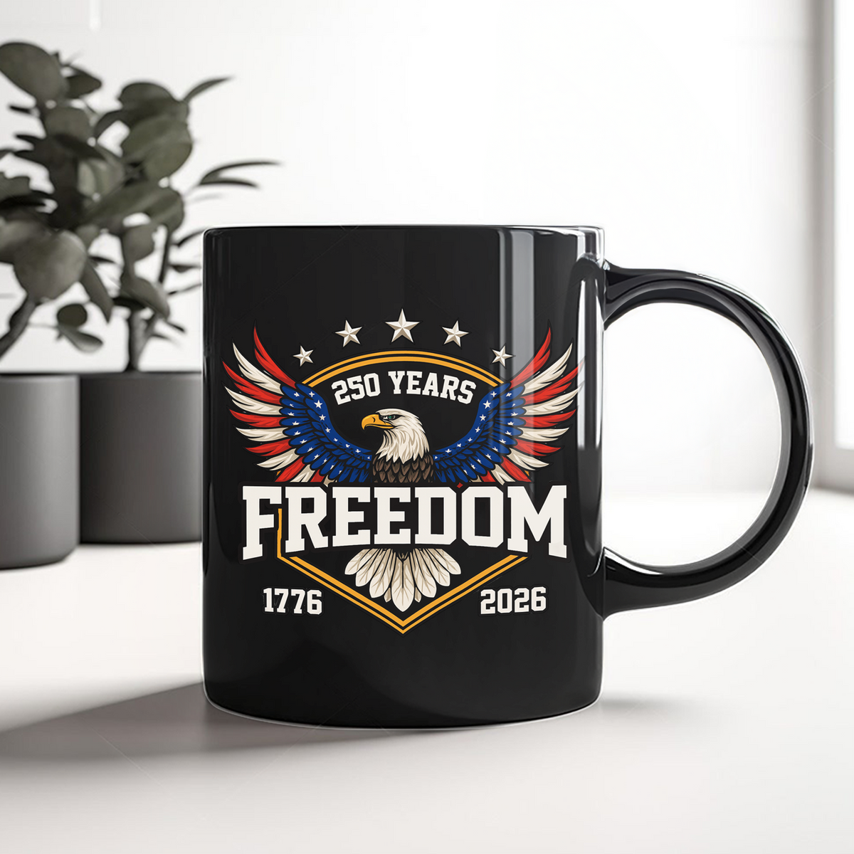 250 Years of Freedom America 1776–2026 Anniversary Black Mug HA75 898806