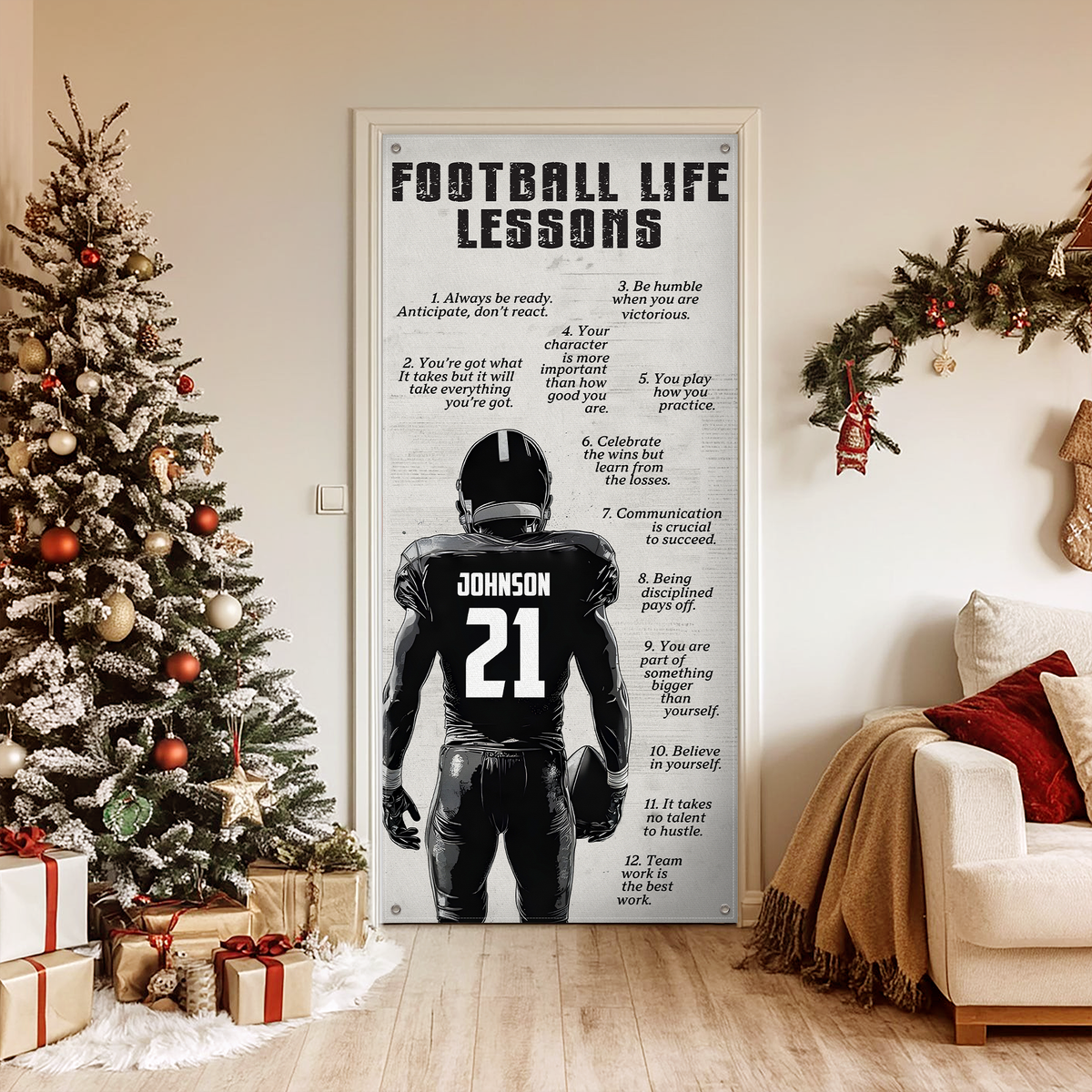 Football Life Lessons - Personalized Door Cover Gift for Football Lover CH07 899262