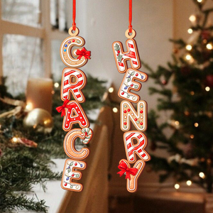 Personalized  Gingerbread Alphabet Christmas Wood Ornament Family Gift HO82 900160