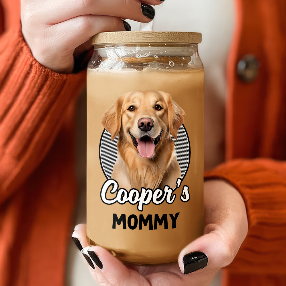 Custom Photo And Name Glass Can With Lid Christmas Gift For Dog Lover TH10 896875