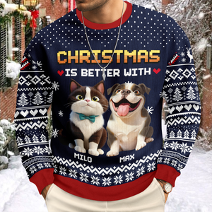 Personalized Christmas Better With Dog Cat Ugly Sweater CH07 899900