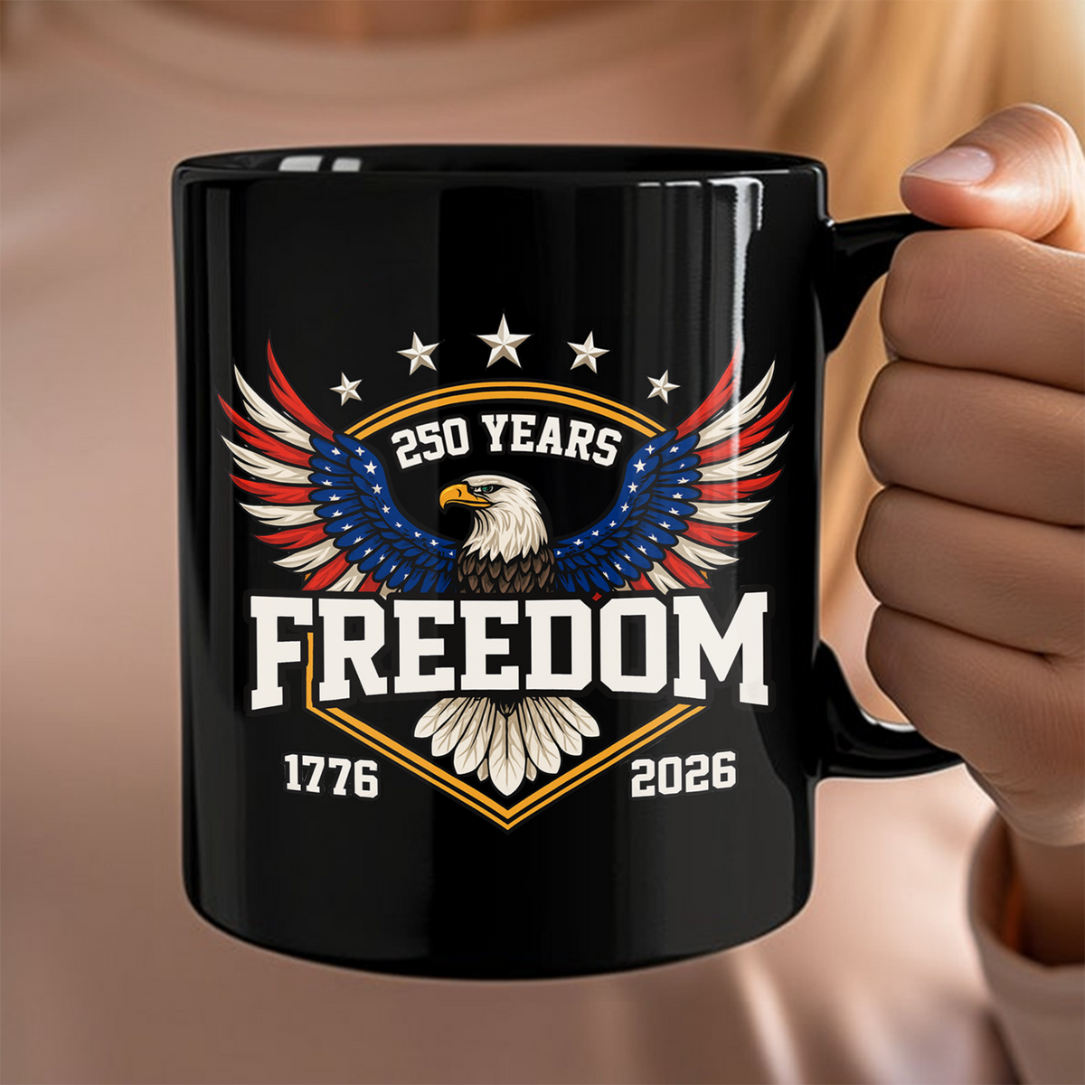 250 Years of Freedom America 1776–2026 Anniversary Black Mug HA75 898806
