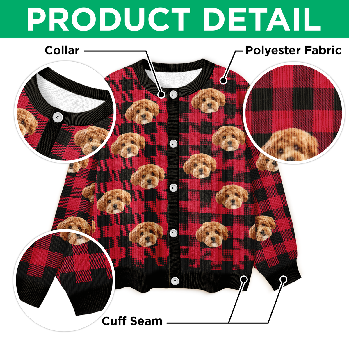 Custom Photo Christmas Ugly Cardigan For Dog Lover TH10 896577