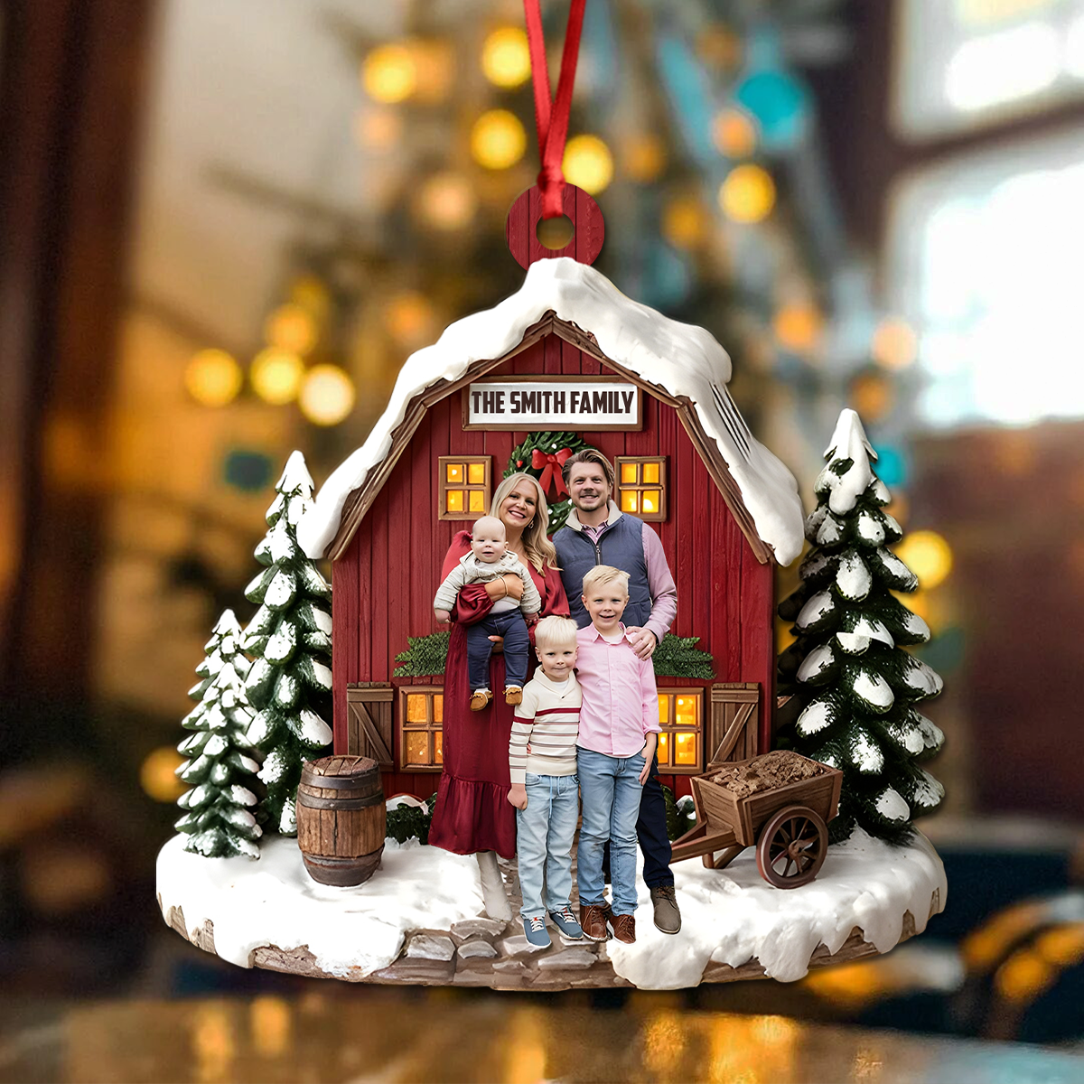 Custom Family Photo Christmas Personalized Wood Ornament HA75 897556
