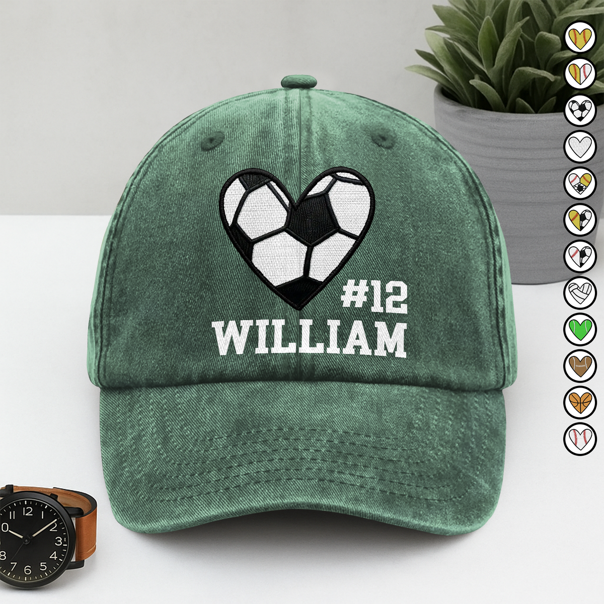 Personalized Baseball Softball Basketball Heart Sports Washed Denim Baseball Cap HA75 897684