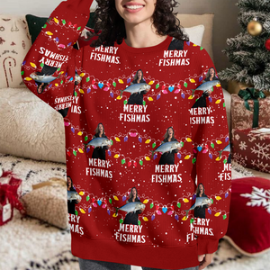 Custom Photo Merry Fishmas Ugly Sweater, Christmas Gift For Family, Fishing Lovers HO82 900636