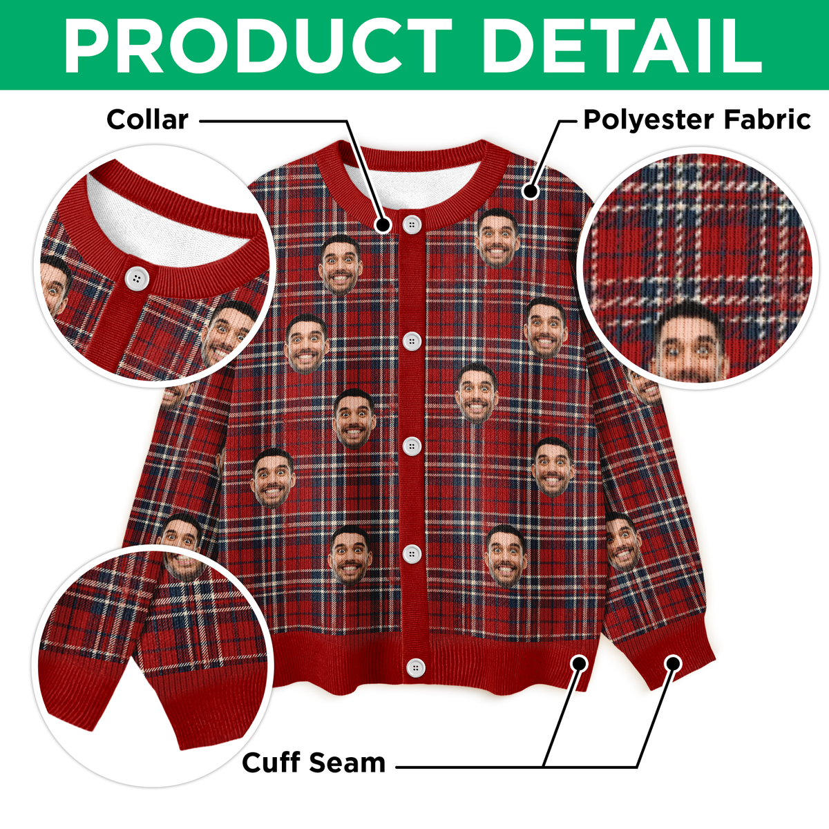Custom Family Photo Christmas Ugly Cardigan TH10 896581