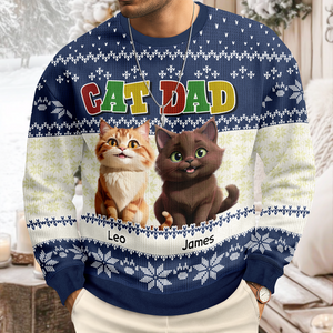 Cat Mom Cat Dad Funny Cat Personalized Ugly Sweater For Cat Lovers LM32 895971
