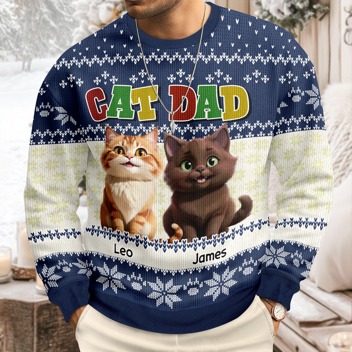 Cat Mom Cat Dad Funny Cat Personalized Ugly Sweater For Cat Lovers LM32 895971