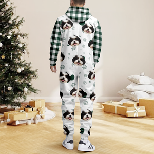Custom Dog Photo Plaid Onsie Pajamas Christmas Gift For Pet Lovers CH07 896648