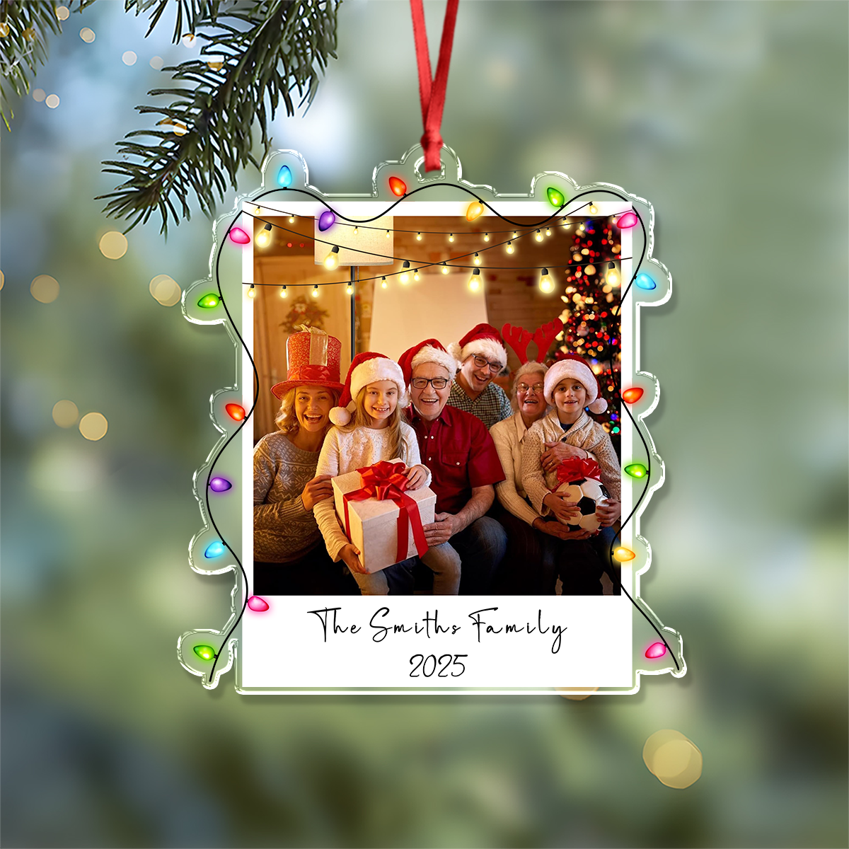 Custom Family Photo Christmas 2025 Light Acrylic Ornament LM32 895741