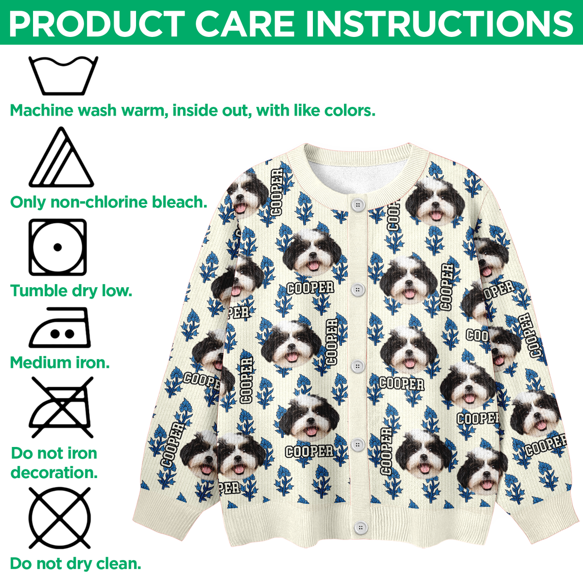 Custom Dog Cat Photo With Hand Block Print Ugly Cardigan For Dog/Cat Lovers LM32 897191