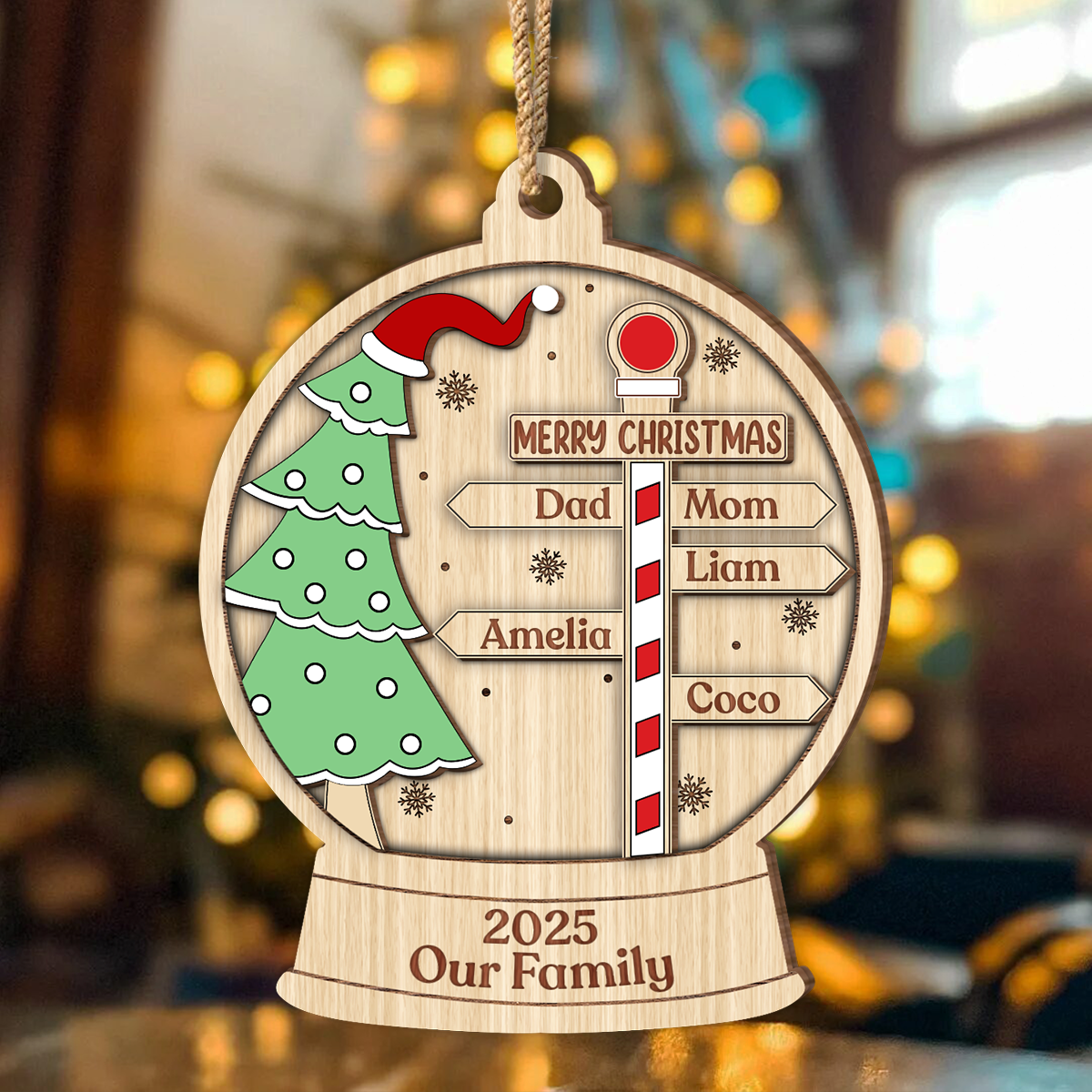 Custom Name Family Personalized Christmas 2 Layer Wooden Ornament HA75 892958