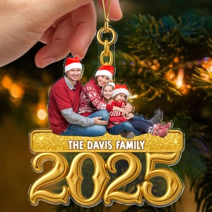 Custom Photo Golden Family 2025 - Personalized Acrylic Ornament LM32 895965