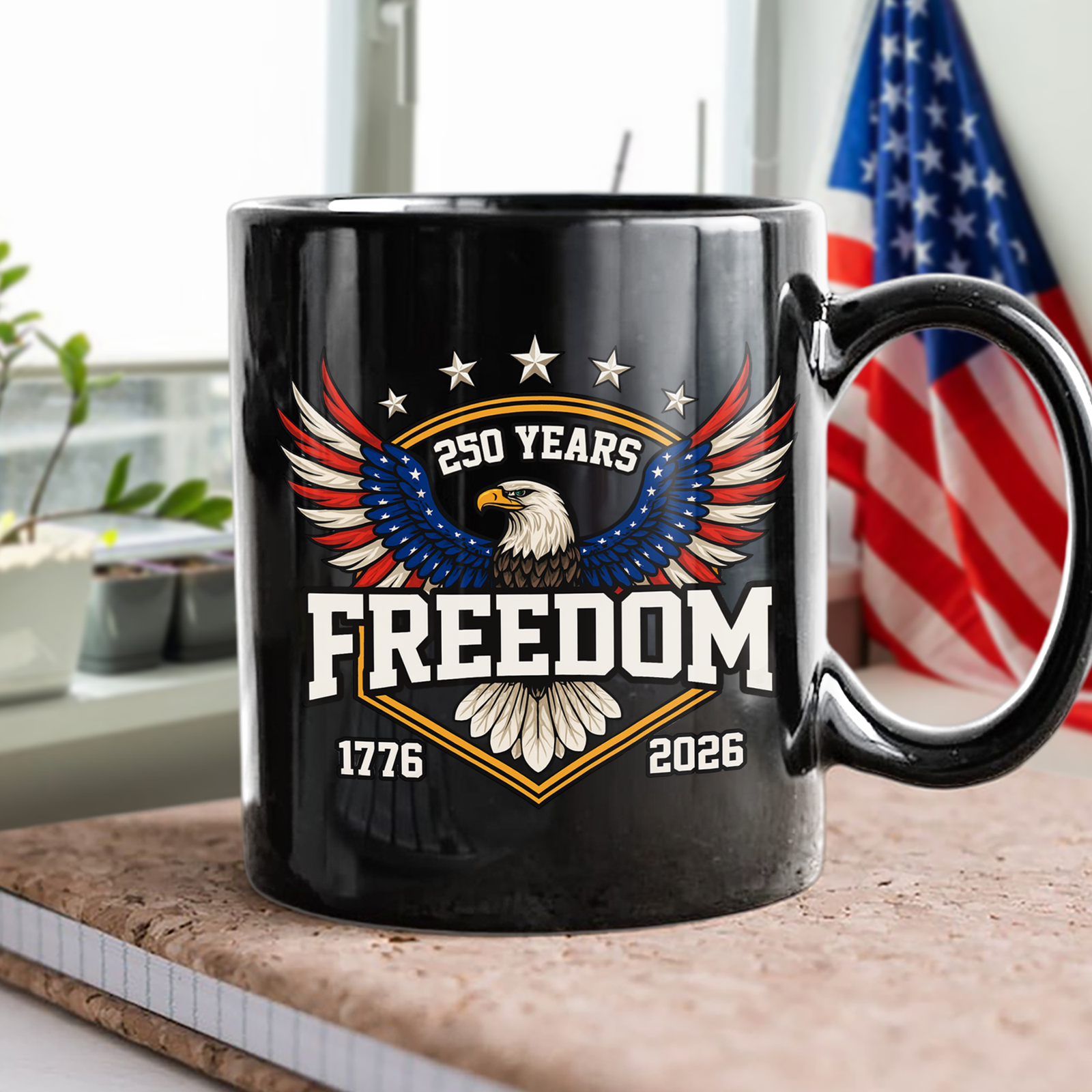250 Years of Freedom America 1776–2026 Anniversary Black Mug HA75 898806