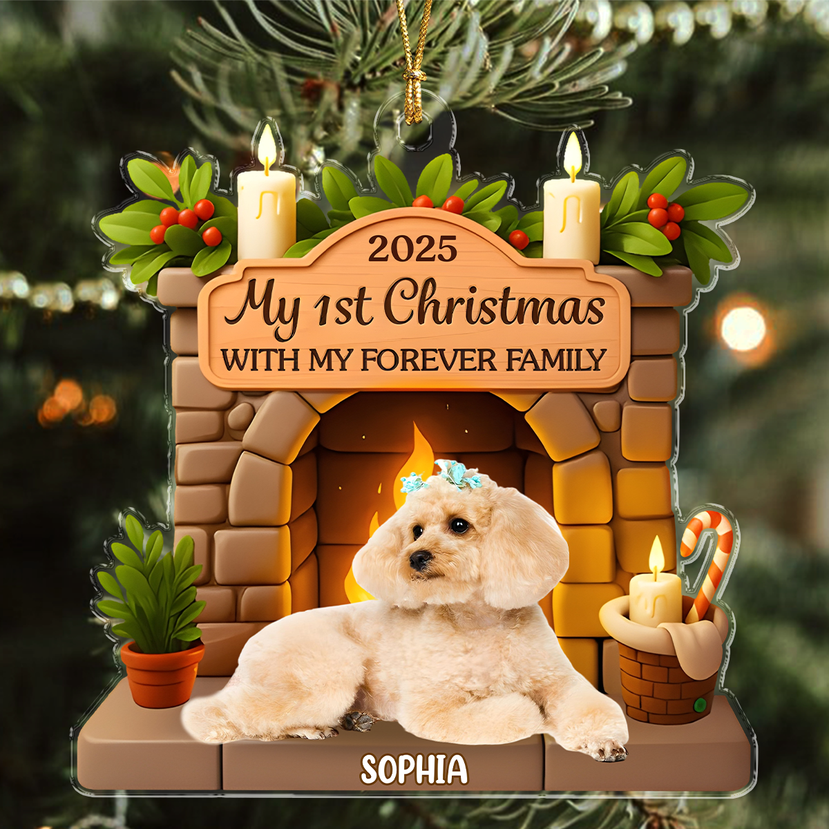 Custom Photo Dog First Christmas Acrylic Ornament For Dog Lovers HA75 897888