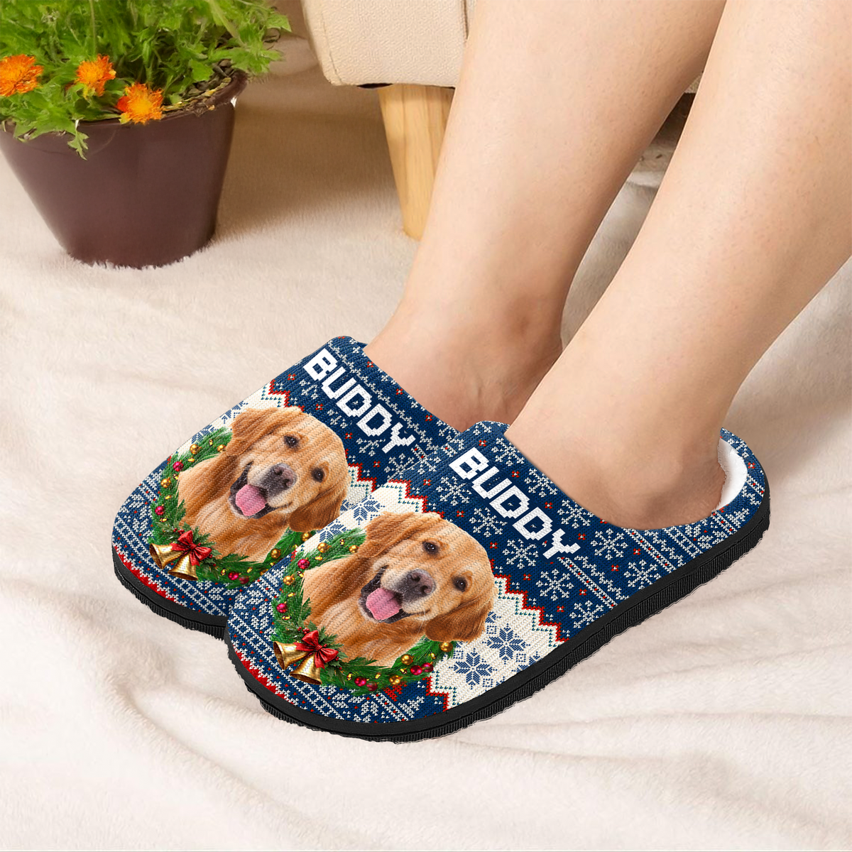 Custom Photo Dog & Cat Personalized Slippers Christmas Gift For Pet Owners, Pet Lovers HA75 897824