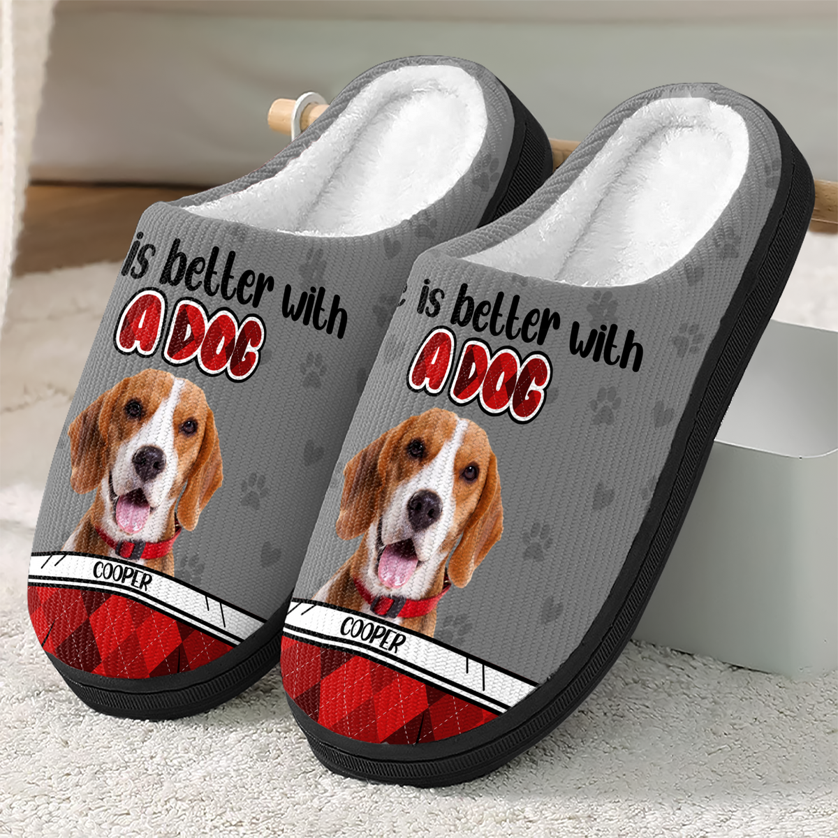 Custom Photo Life Is Better With A Dog Slipper TH10 896251