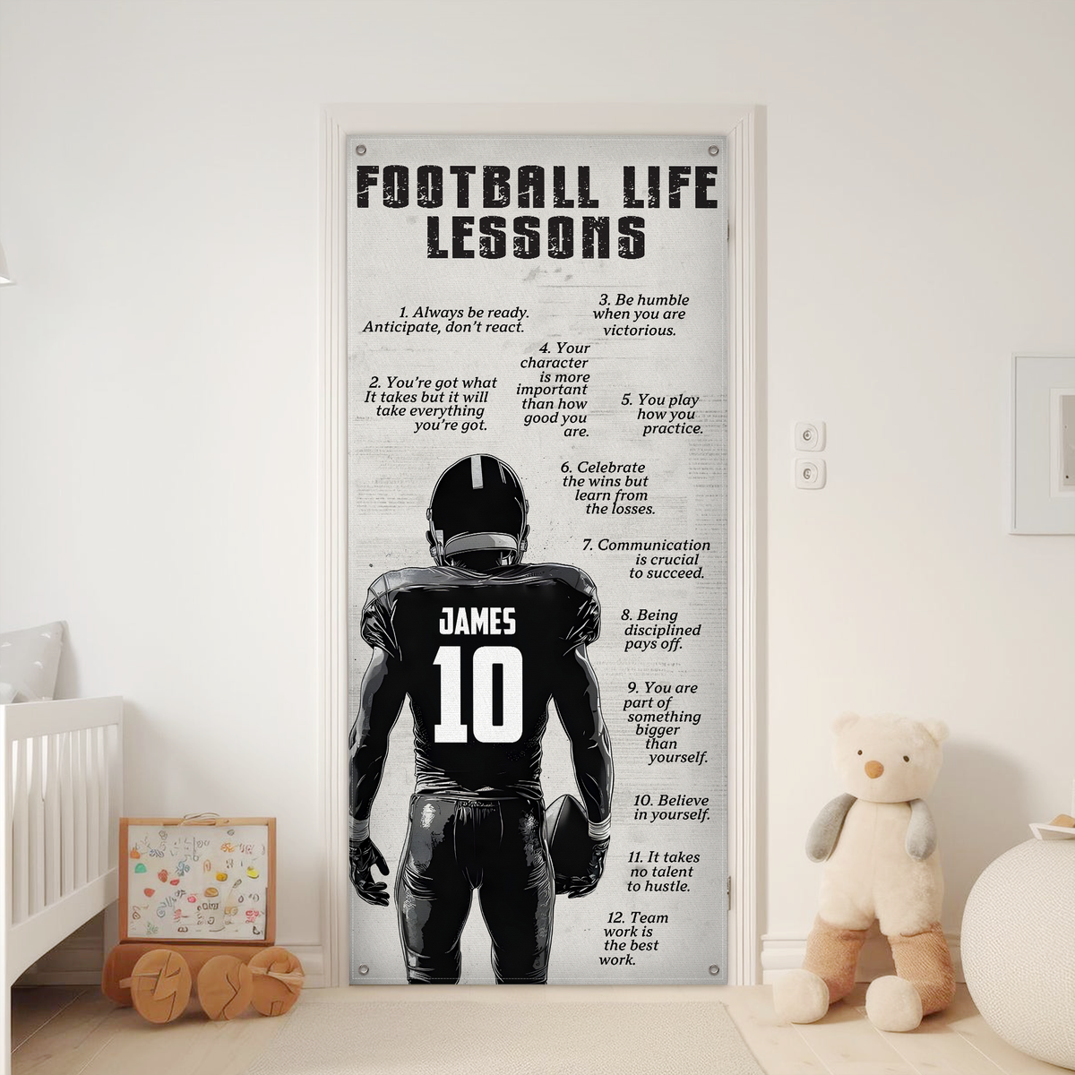Football Life Lessons - Personalized Door Cover Gift for Football Lover CH07 899262