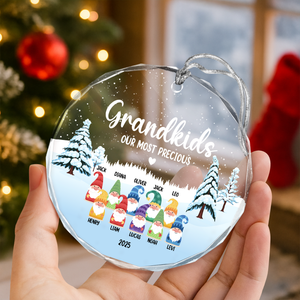 Personalized Christmas Gnome Glass Ornament For Grandkids TH10 894967