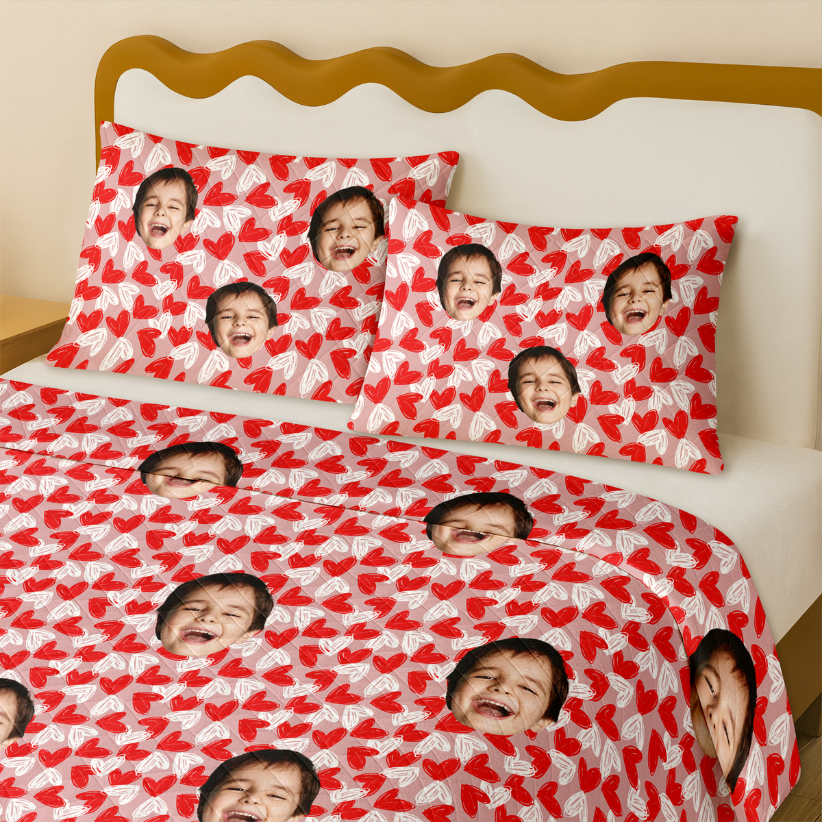 Custom Face Kid Family Quilt Bedding Set Family Gift HA75 898226