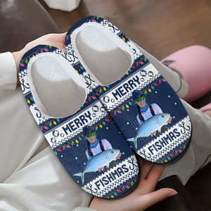 Custom Photo Merry Fishmas Slippers For Fishing Lovers HO82 900426