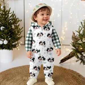 Custom Dog Photo Plaid Onsie Pajamas Christmas Gift For Pet Lovers CH07 896648