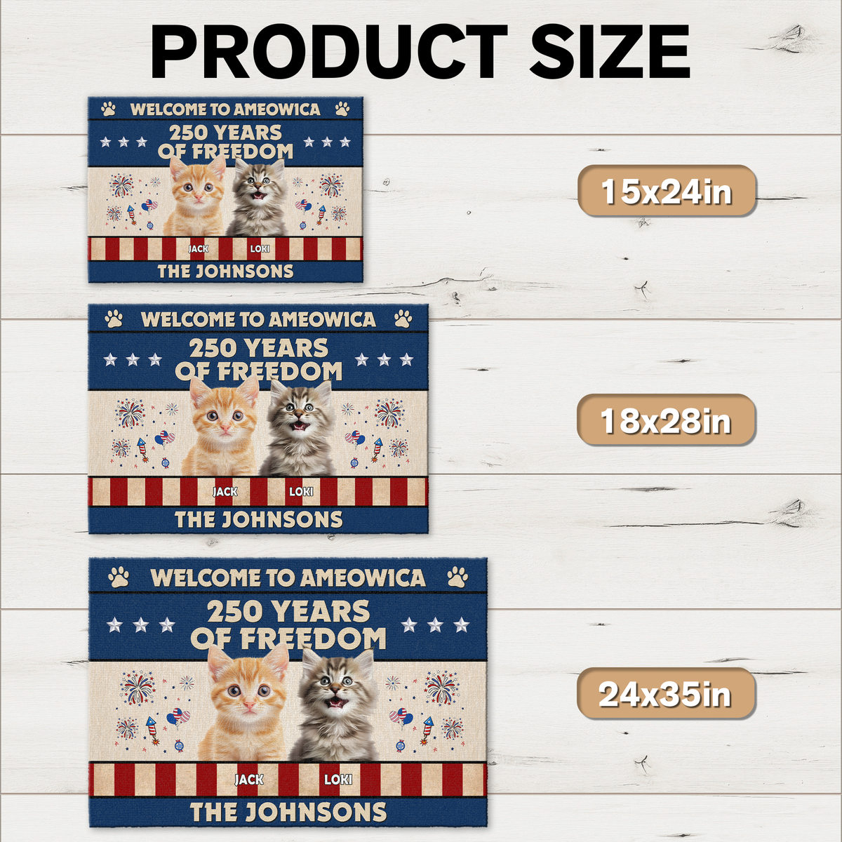 Welcome To Ameowica 250 Years Of Freedom Custom Cat Photo Doormat CH07 910170