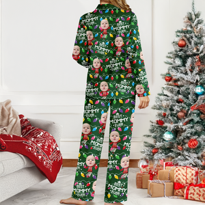 Custom Funny Kid Face Best Dad Ever Christmas Light Pajamas LM32 897263