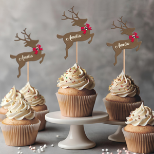Custom Name Reindeer Cupcake Toppers For Christmas TH10 894755