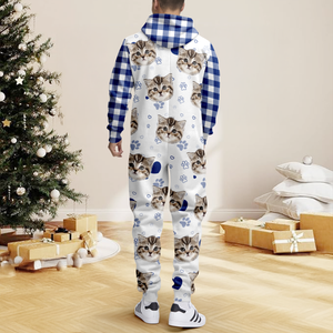 Custom Cat Photo Plaid Onsie Pajamas Christmas Gift For Cat Lovers CH07 899644