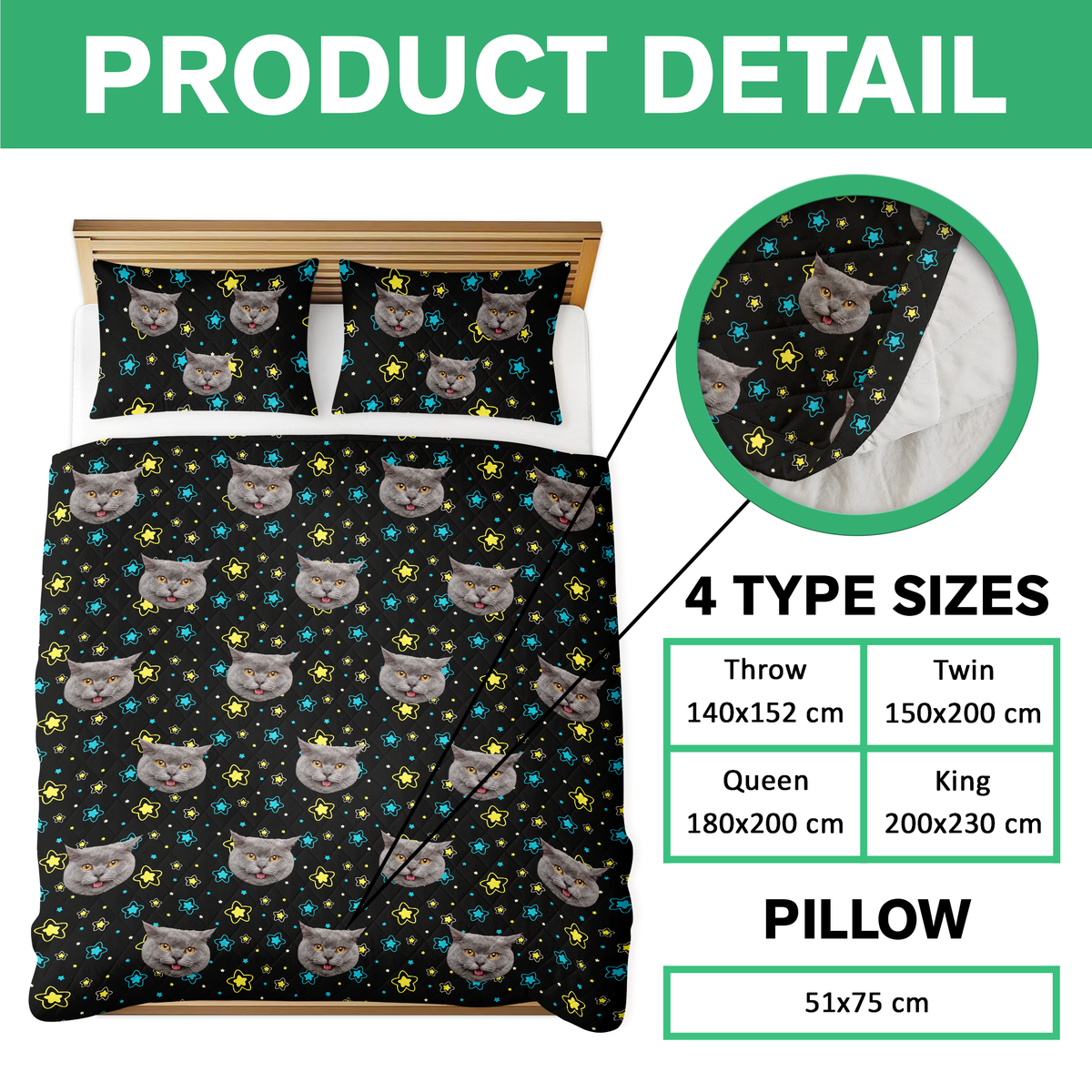 Custom Face Dog Cat Quilt Bedding Set For Dog Cat Pet Lovers HA75 898224
