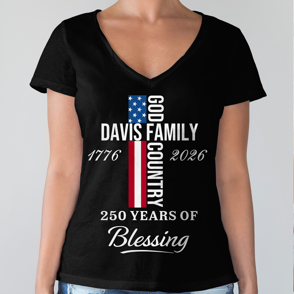 Custom Family Name Patriotic American, 250 Years of Blessing God Dark Shirt LM32 899019