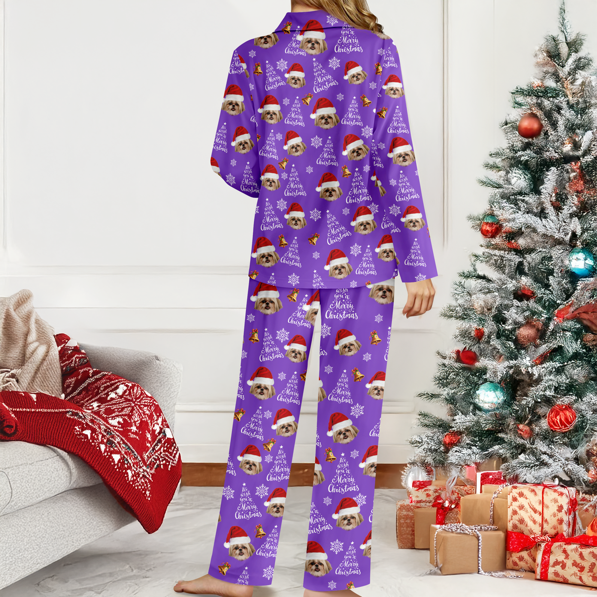 Custom Dog Photo We Wish You A Merry Christmas Pajamas TH10 896279