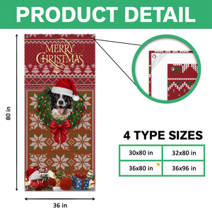 Custom Dog Photo In Wreath Christmas Door Cover Gift For Dog Lovers HO82 900316