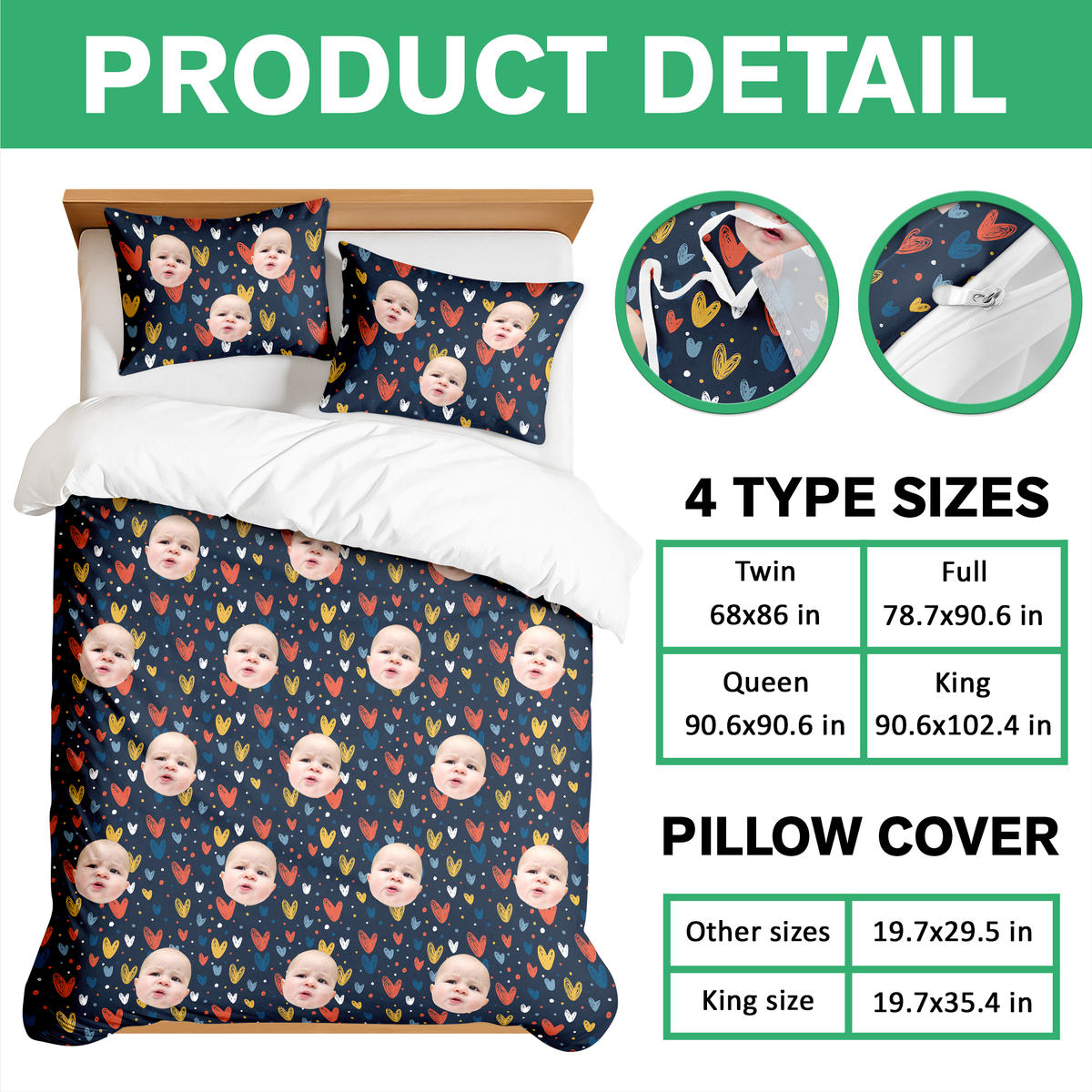 Custom Face Kid Family Quilt Bedding Set Family Gift HA75 898226