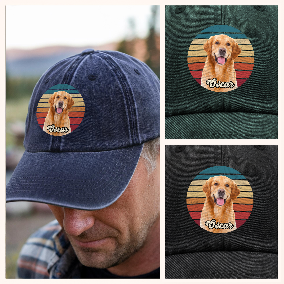 Custom Dog Cat Photo Retro Washed Denim Baseball Cap Personalized Gift For Dog Cat Lovers HO82 894458