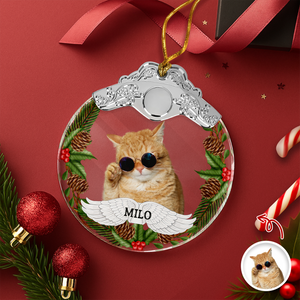 Custom Photo Cat Metal Glass Ornament For Christmas HA75 897180