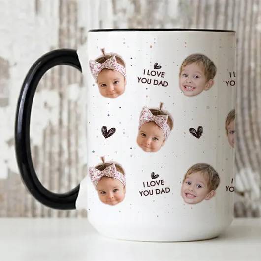 Custom Baby Face Mug I Love You Dad Accent Mug -  Father’s Day Gift, Dad Coffee Cup, Gift from Kids HO82 902498