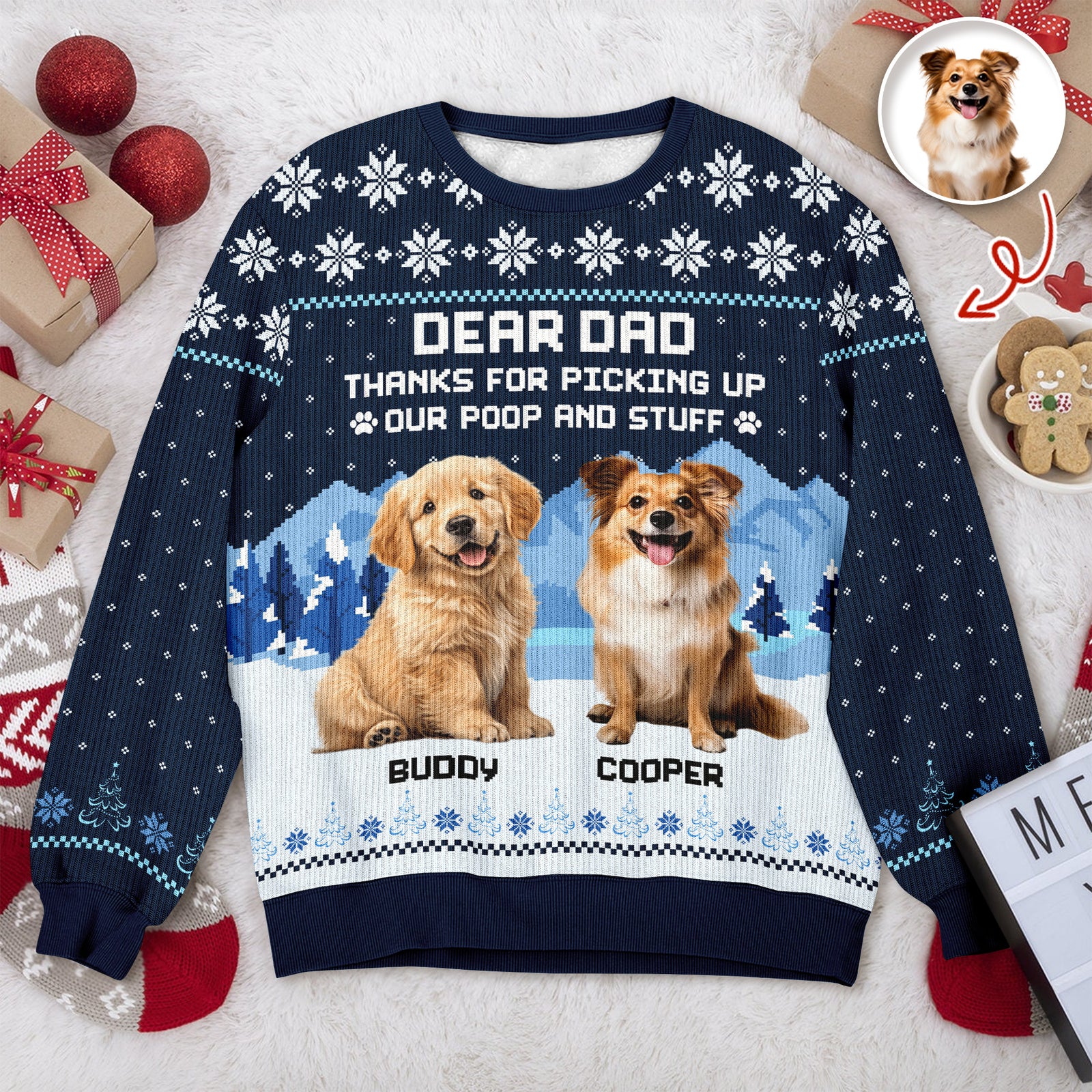 Thank For Picking Up My Poop And Stuff Custom Dog Photo Ugly Sweater CH07 896596