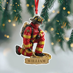 Personalized Name Proud Of Firefighter Christmas Acrylic Ornament LM32 897215