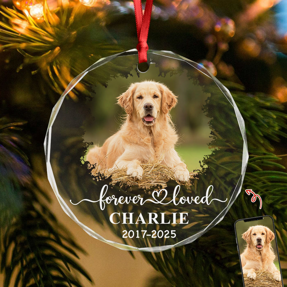 Custom Dog Photo Memorial Glass Ornament For Dog Lovers TH10 894517